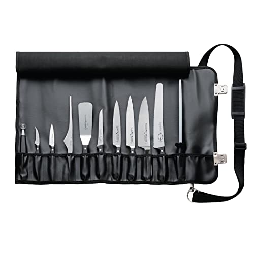 F. DICK Rolltasche inkl. Messer 11-teilig (inkl. Küchenmesser + Fruchtausstecher/Fleischgabel, Tasche in Lederoptik, mit Tragegurt) 81063000 von F. DICK