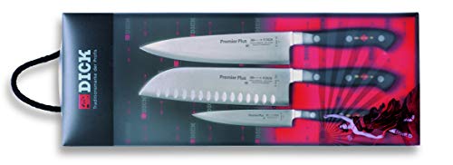 F. DICK Messerset, Premier Plus Eurasia (Gyuutoo Messer, Santoku, Officemesser, X50CrMoV15 Stahl, nichtrostend, 56° HRC) 81088000 von F. DICK