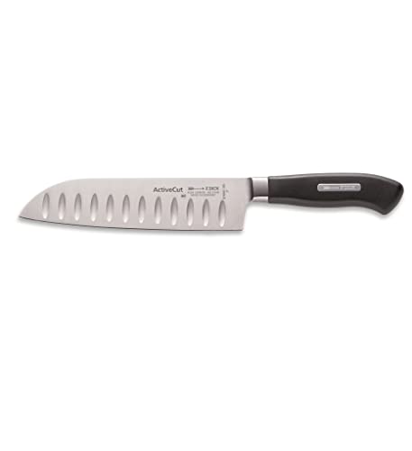 F. DICK Santoku, Küchenmesser, ActiveCut (Messer mit Klinge 18 cm, X30Cr13 Stahl, nichtrostend, 54° HRC) 89042182K, Schwarz von F. DICK