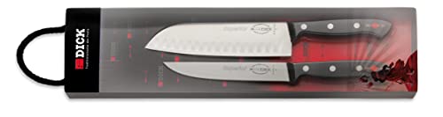 F. DICK Superior Messer-Set 2-teilig (Küchenmesser 16 cm + Santoku mit Kullenschliff 18 cm, Küchenmesser-Set, Klinge ist aus X55CrMo14 Stahl) 84970000 von F. DICK