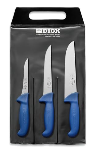 DICK 8255300 Messer-Set 3T Ergo Grip, Stahl, Blau, 48 x 22 x 1.8 cm, 3-Einheiten von F. DICK