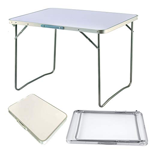 Klapptisch, tragbar, Mehrzwecktisch, Campingtisch, höhenverstellbar, Aluminium-Legierung, mit Tragegriff, 80 cm von DICN