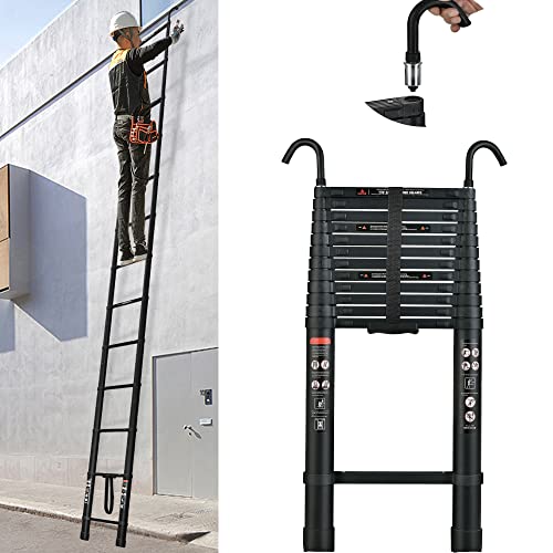 Teleskopleiter Leiter Treppenleiter Aluminium Teleskopleiter mit Haken, 5m für Home Loft Outdoor-Arbeit, Laden Sie 150 kg für Haushalt Outdoor-Arbeit von DICN