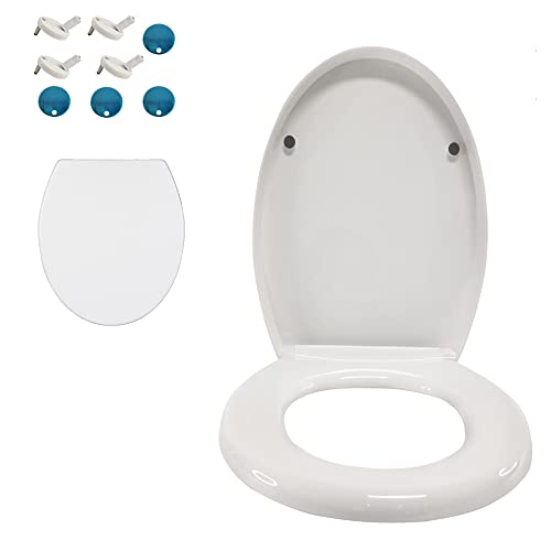 Toilettendeckel antibakteriell oval weiß. Klodeckel mit Quick-Release-Funktion und Softclose Absenkautomatik. Klobrille aus Duroplast und rostfreiem Edelstahl abnehmbar. von DICN