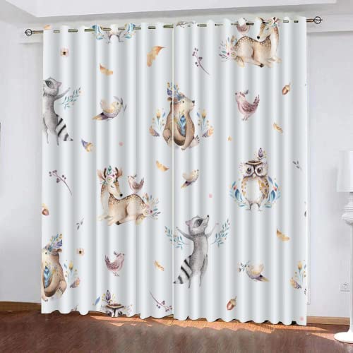 DICOIN Gardinen Kinderzimmer Mädchen Junge Motiv Waldtier Fuchs Vorhang Blickdicht Ösen 2Er Set-245X280Cm(Hxb)/245X140Cm*2 -Isolierung Vorhang Polyester Blickdicht,A15 von DICOIN