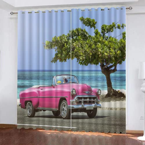 DICOIN Vorhang Blickdicht 2Er Set Kinderzimmer,3D Gardinen Blickdicht Motiv Auto Mit Ösen Kurz 100X140Cm(Hxb)/100X70Cm*2 Polyester Gardinen Blickdicht Für Kinderzimmer Mädchen Jungen,Y15 von DICOIN