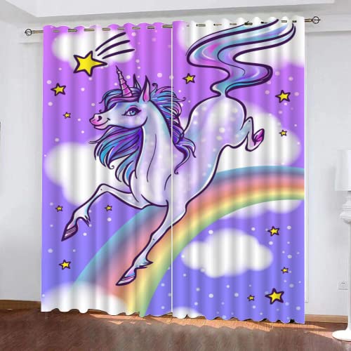DICOIN Vorhang Blickdicht Einhorn Mädchen Kinderzimmer,Gardinen Blickdicht 200X160 Vorhang Wohnzimmer Modern Polyester Mit Ösen 2Er Set Kurz,B20 DICOIN Vorhang Blickdicht Einhorn Mädchen Kinderzimmer,Gardinen Blickdicht 200X160 Vorhang Wohnzimmer Modern Polyester Mit Ösen 2Er Set Kurz,B20 von DICOIN