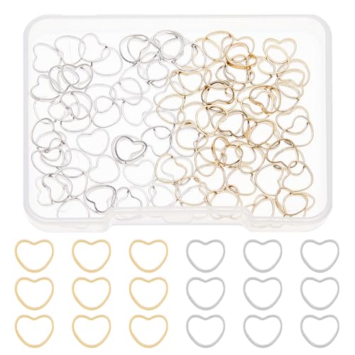 DICOSMETIC 100 Stück 2 Farben Herz-Verbindungsringe Goldene Messing-Verbindungsringe Offene Rückseite Harz-Verbindungsanhänger Metallschmuck-Verbindungsglieder 6x7.5x1 mm DICOSMETIC 100 Stück 2 Farben Herz-Verbindungsringe Goldene Messing-Verbindungsringe Offene Rückseite Harz-Verbindungsanhänger Metallschmuck-Verbindungsglieder 6x7.5x1 mm von DICOSMETIC