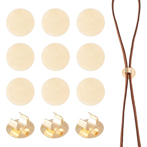 DICOSMETIC 100 Stücke Leer Bolo Krawatte Runde Schieber Eisen Krawatte Schieber Verschluss 12mm Schieber Cabochon Einstellungen Rundes Haargummi Cabochons Für DIY Haarschmuckherstellung, Golden von DICOSMETIC