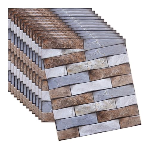 DICOSMETIC 12 Stück Hellblaue 3D-Ziegel-Wandpaneele Abziehbar 11.77x11.37x1 inch PVC Selbstklebende Ziegel-Tapete Strukturierte Wasserdichte Wandaufkleber DICOSMETIC 12 Stück Hellblaue 3D-Ziegel-Wandpaneele Abziehbar 11.77x11.37x1 inch PVC Selbstklebende Ziegel-Tapete Strukturierte Wasserdichte Wandaufkleber von DICOSMETIC