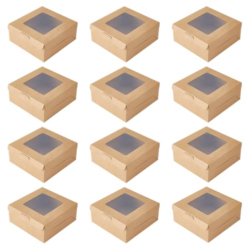 DICOSMETIC 12 Stück Kraftpapierbox Mit Fenster Mini-Dessertbox Wiederverwendbar Bäckereibox Burlywood-Gebäckbox Geschenkverpackungsbox Für Seife Cupcakes Kekse Macarons Muffins Verpackung DICOSMETIC 12 Stück Kraftpapierbox Mit Fenster Mini-Dessertbox Wiederverwendbar Bäckereibox Burlywood-Gebäckbox Geschenkverpackungsbox Für Seife Cupcakes Kekse Macarons Muffins Verpackung von DICOSMETIC