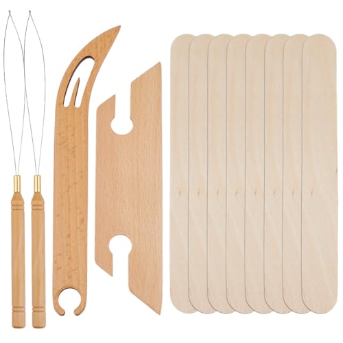 DICOSMETIC 12-teiliges Holzweberei-Shuttle-Set, Holz-Strickwebstühle, Shuttles-Set, abgeschrägte Tinte, Weben, Shuttle für Weberei, Anfänger, Strickhandwerk, DIY von DICOSMETIC
