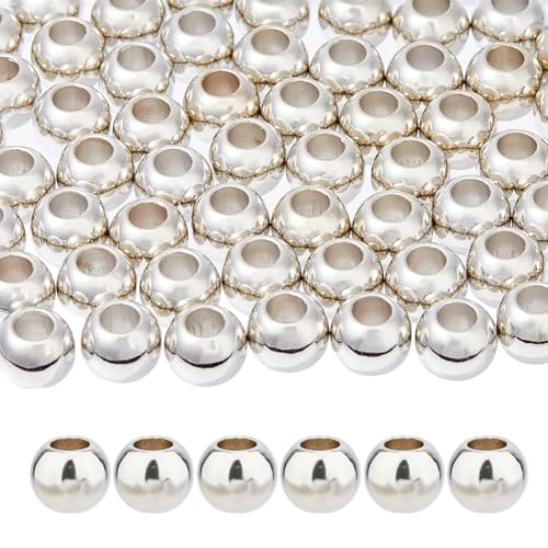DICOSMETIC 150 Stück Runde Kunststoffperlen Platin Großlochperlen 11x9mm Europäische Perlen Nahtlose Perlen Glatt Ballperlen Stapelbare Armbandperlen Für Die Schmuckherstellung Bohrung: 5.5mm DICOSMETIC 150 Stück Runde Kunststoffperlen Platin Großlochperlen 11x9mm Europäische Perlen Nahtlose Perlen Glatt Ballperlen Stapelbare Armbandperlen Für Die Schmuckherstellung Bohrung: 5.5mm von DICOSMETIC