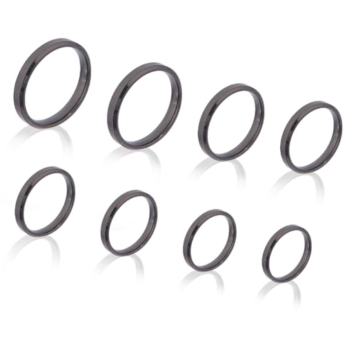 DICOSMETIC 16 Stück 8 Größen Schwarzer Einfacher Einfacher Bandring Für Unisex US Größe 5-12 Edelstahl Ringe Set 4mm Breite Gravur Ringe Matt Polierter Ehering Für Frauen Männer DICOSMETIC 16 Stück 8 Größen Schwarzer Einfacher Einfacher Bandring Für Unisex US Größe 5-12 Edelstahl Ringe Set 4mm Breite Gravur Ringe Matt Polierter Ehering Für Frauen Männer von DICOSMETIC