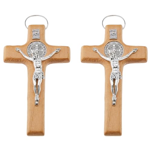 DICOSMETIC 2 Stück Kruzifix Wandkreuz Holzkreuz Mit Jesus 11x6.4x2.3cm Kleines Wandkreuz Dekor Holz Hängendes Kruzifix Holz Oster Geschenk Für Zuhause Dekor Sandy Brown von DICOSMETIC