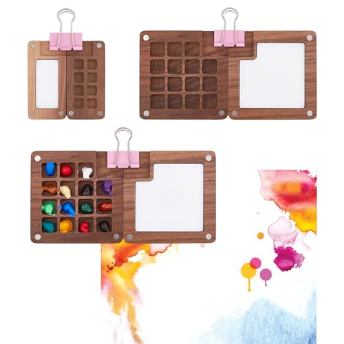 DICOSMETIC 2 Stück Tragbare Aquarellpalette Mit Clips Mini Holz Farbtablett Rechteckig Quadratisch Tragbare Skizzenbuch Palette Klappdeckel Künstler Reisen DICOSMETIC 2 Stück Tragbare Aquarellpalette Mit Clips Mini Holz Farbtablett Rechteckig Quadratisch Tragbare Skizzenbuch Palette Klappdeckel Künstler Reisen von DICOSMETIC