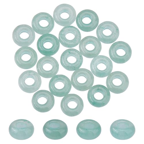 DICOSMETIC 20 Stück Natürliche Grüne Aventurinperlen Mit Großem Loch Edelsteinperlen 10mm Steinperlen Rondelle Europäische Perlen Für Die Schmuckherstellung Bohrung: 4mm von DICOSMETIC