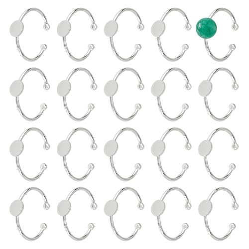 DICOSMETIC 20 Stück Verstellbarer Blankring Platin Pad Ringbasis Halbrunde Cabochon Ring Messing Lünette Tabletts Ringe Offener Manschette Ring Finger Ring Einstellungen Für DIY Ringherstellung DICOSMETIC 20 Stück Verstellbarer Blankring Platin Pad Ringbasis Halbrunde Cabochon Ring Messing Lünette Tabletts Ringe Offener Manschette Ring Finger Ring Einstellungen Für DIY Ringherstellung von DICOSMETIC
