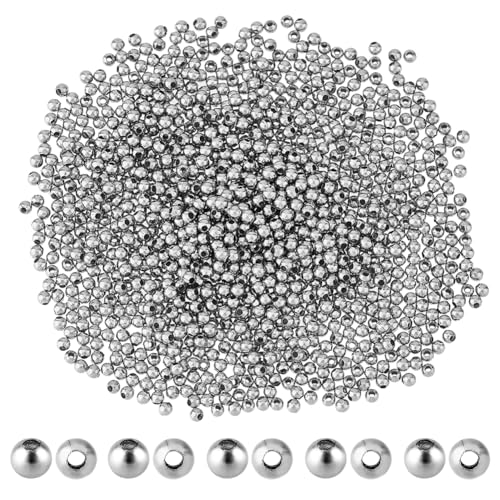 DICOSMETIC 2000 Stück Runde Kugelperlen 2 mm Winzige Abstandsperlen Edelstahlperlen Lose Metallperlen 0.8 mm Kleine Lochperlen Für Mehrschichtige Halsketten Schmuckherstellung DICOSMETIC 2000 Stück Runde Kugelperlen 2 mm Winzige Abstandsperlen Edelstahlperlen Lose Metallperlen 0.8 mm Kleine Lochperlen Für Mehrschichtige Halsketten Schmuckherstellung von DICOSMETIC