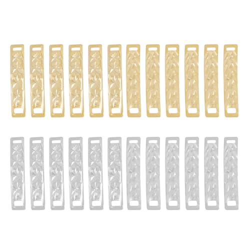 DICOSMETIC 24 Stück 2 Stile 2 Farben Gebogene Rechteckige Glieder Stabglieder Charms Goldene VerbinderAnhänger Lange CharmVerbinder MessingVerbinderCharms Für Schmuckherstellung Handwerk von DICOSMETIC