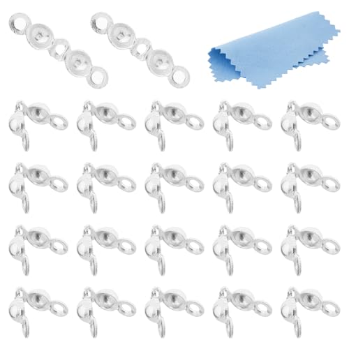 DICOSMETIC 25 Stück 925 Sterling Silber Perlkappen Knotenabdeckung Kalotten Endperlen 5.5x3x1.5mm Muschel Crimp Perle Falt Perlkappen Für Halsketten Armbänder Schmuckherstellung von DICOSMETIC