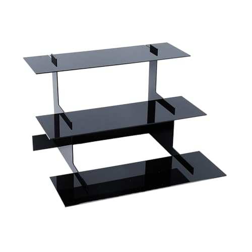 DICOSMETIC 3-Stufiger Eck-Verkaufstisch-Ausstellungsständer Schwarzer Acryl-Ausstellungsständer Regale Thekenauslage Für Schmuck Kosmetik Minifiguren Organisierte Ausstellung von DICOSMETIC