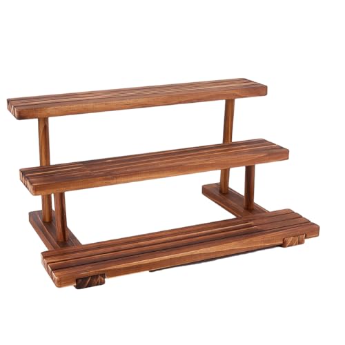 DICOSMETIC 3-Tier Kamel Holz Display-Erhöhungen Holz Treppensteiger Ständer Schmuck-Organizer Display-Erhöhungen Tisch-Display-Regal Für Kosmetika Figuren Puppen Sammlerstücke von DICOSMETIC