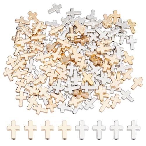 DICOSMETIC 300 Stück 2 Farben Kreuzperlen Bulk Kunststoff Kreuzperlen 13 x 9 x 3 mm Mini Winzige CCB Lose Perlen Platin Gold Osterperlen für Schmuckherstellung, Loch: 1,6 mm DICOSMETIC 300 Stück 2 Farben Kreuzperlen Bulk Kunststoff Kreuzperlen 13 x 9 x 3 mm Mini Winzige CCB Lose Perlen Platin Gold Osterperlen für Schmuckherstellung, Loch: 1,6 mm von DICOSMETIC