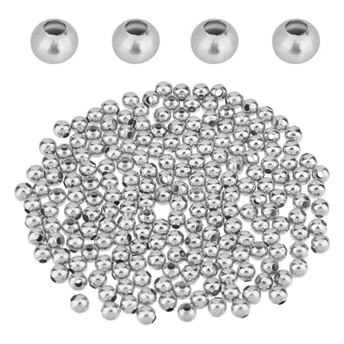 DICOSMETIC 300 Stück 6 mm runde Metallperlen Edelstahl kleine runde lose Perlen Kugel Abstandshalter Perlen für DIY Schmuckherstellung, Loch: 2,4 mm von DICOSMETIC