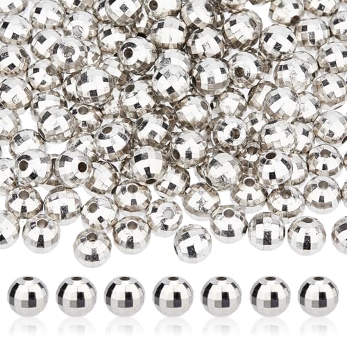 DICOSMETIC 300 Stück Discokugel Perlen 8mm Spiegelkugel Perlen Kunststoff Facettierte Runde Perlen Glänzende Fokalperlen Platin Lose Perlen Für Die Schmuckherstellung 70s 80s Kostüm DJ Party DIY DICOSMETIC 300 Stück Discokugel Perlen 8mm Spiegelkugel Perlen Kunststoff Facettierte Runde Perlen Glänzende Fokalperlen Platin Lose Perlen Für Die Schmuckherstellung 70s 80s Kostüm DJ Party DIY von DICOSMETIC