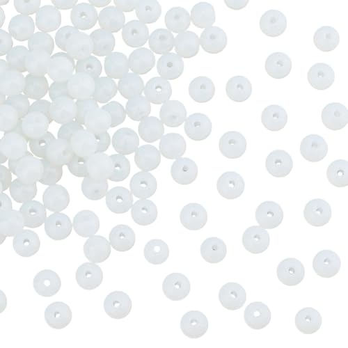 DICOSMETIC 300 Stück Natursteinperlen Opalit Runde Perlen 6mm Opal Edelstein Runde Perlen Lose Steinperle Weiße Steinperle Für Ohrringe Armbänder Schmuckherstellung Bohrung: 1mm von DICOSMETIC