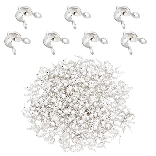 DICOSMETIC 300 Stück knotenabdeckungen silber Edelstahl Clamshell Perlenspitzen Offen Perlenknoten Endkappen Faltbare Quetschperlen Abdeckungen Für Die Schmuckherstellung, Bohrung: 1.2mm von DICOSMETIC