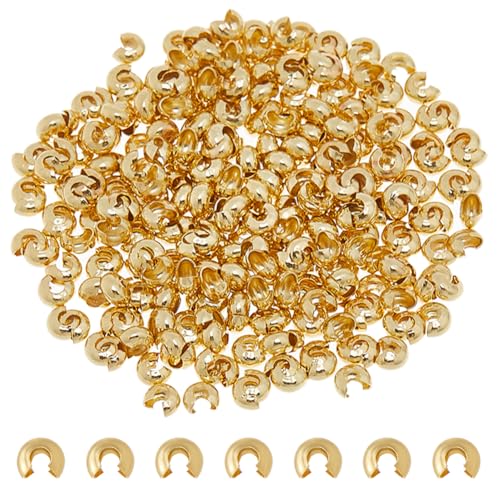 DICOSMETIC 300 Stücke Messing Quetschperlenabdeckungen 18K Vergoldete Knotenabdeckungen 4mm Halbrunde Offene Quetschperlen Knotenabdeckungen Für Die Herstellung von Halsketten Armbändern Und Schmuck DICOSMETIC 300 Stücke Messing Quetschperlenabdeckungen 18K Vergoldete Knotenabdeckungen 4mm Halbrunde Offene Quetschperlen Knotenabdeckungen Für Die Herstellung von Halsketten Armbändern Und Schmuck von DICOSMETIC