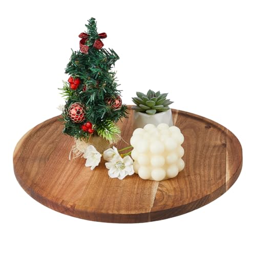 DICOSMETIC 35cm Runde Holztablett Kamel Holzserviertablett Holzservierplatten Vorspeisen Charcuterie Platte Holztablett Dekorative Tabletts Für Tischdekor von DICOSMETIC