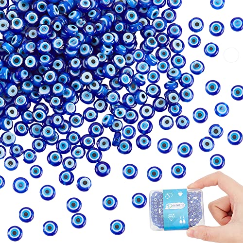 DICOSMETIC 4 Stränge Evil Eye Beads Handmade Lampwork Beads Dark Blue Flat Round Eye Beads Chain Small Glass Spacer Beads For Bracelet Necklace Earring Making Craft, Bohrung: 0.6mm DICOSMETIC 4 Stränge Evil Eye Beads Handmade Lampwork Beads Dark Blue Flat Round Eye Beads Chain Small Glass Spacer Beads For Bracelet Necklace Earring Making Craft, Bohrung: 0.6mm von DICOSMETIC