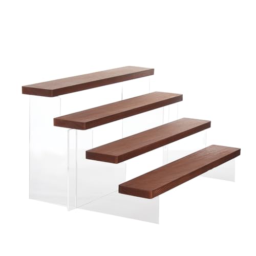 DICOSMETIC 4-Tier Großer Holz-Displayständer Acryl-Display-Regal-Erhöhung Holztreppe-Display-Regal Cupcake-Ständer-Halter Für Figuren Puppen Sammlerstücke, Kamel von DICOSMETIC