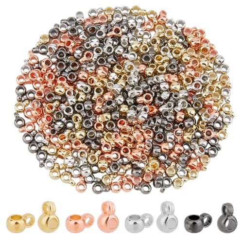 DICOSMETIC 400 Stück Bügelperlen 4 Farben Aufhänger Glieder Ring Kunststoffperlenaufhänger Europäische Abstandshalter Für DIY Armbänder Schmuck Basteln Bohrung: 1.2 mm von DICOSMETIC