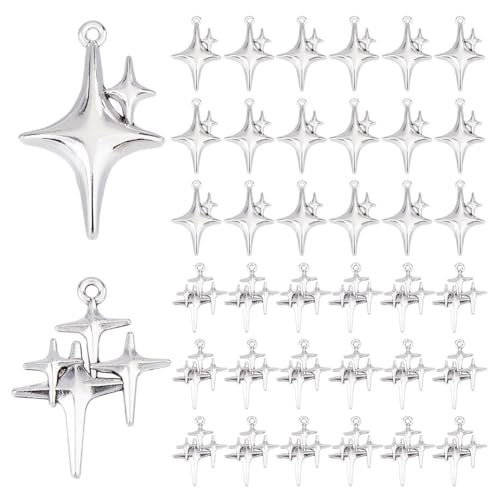 DICOSMETIC 48 Stück 2 Stile Sternanhänger Aus Legierung Sternanhänger Metallanhänger Mini Sternanhänger Himmelsanhänger Für Die Schmuckherstellung Bohrung: 1.6 1.8mm von DICOSMETIC
