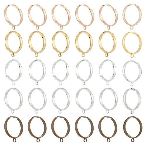 DICOSMETIC 50 Stück 5 Farben Blanke Ringbasis Mit 2 mm Schlaufe Verstellbare Kreisringe Offene Ringkomponenten Bunte Messing-Fingerringe Für DIY-Ringhandwerk, Uns Größe 6~10 von DICOSMETIC