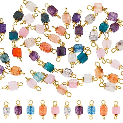 DICOSMETIC 50 Stück Verbindungsanhänger 5 Farben Achat Verbinder Charms Perlen verbinder Charms Würfel Schmuck Verbinder Mit Gold Schleife Für DIY Schmuckherstellung, Bohrung: 2~3.5mm von DICOSMETIC