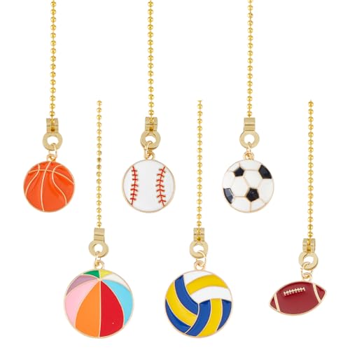 DICOSMETIC 6 Stück Deckenventilator Zugkettenverlängerung Legierungsemaille Sports Ball Zugkettenverlängerungen Bunte Zugkettenanhänger Mit Verbinder Lichtzugkettenverlängerung von DICOSMETIC