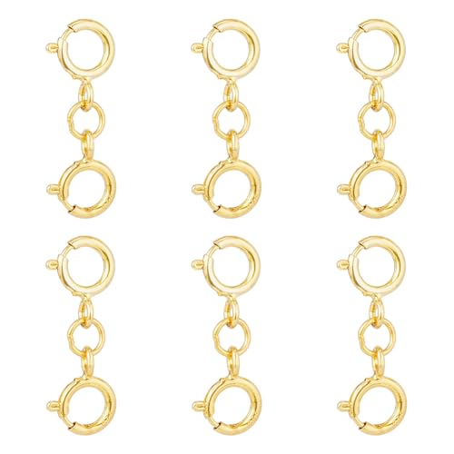 DICOSMETIC 6 Stück Federringverschlüsse 925 Silberne Doppelte Runde Armbandverschlüsse Halskettenverschlüsse Und Verschlüsse Goldene Armbandverschlüsse Verlängerung Für Schmuckherstellung von DICOSMETIC
