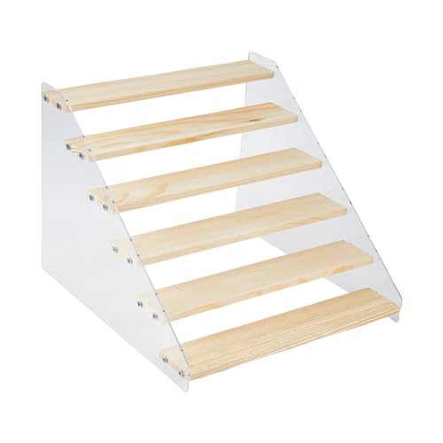 DICOSMETIC 6-Stufiger Präsentationsständer Aus Acryl Und Holz Rechteckig Für Minifiguren Organizer Präsentationsständer Nagellackhalter Aus Holz Und Acryl Gestell Für Cupcakes von DICOSMETIC