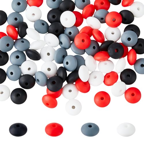 DICOSMETIC 80 Stk. Abakus Perlen In Loser Form Aus Silikon 11.5mm Lentil Spacer Perlen Bunte Silikon Perlen Stifte DIY Perlen Für Schmuckherstellung Bohrung: 2.5mm von DICOSMETIC