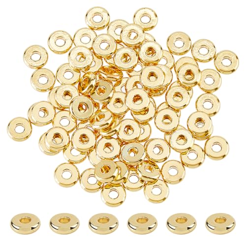 DICOSMETIC 80 Stück 18K Vergoldet Heishi Abstandsperlen Flache Runde Abstandhalterperlen 6mm Goldene Abstandhalterperlen Flache Goldene Perlen Für Die Schmuckherstellung Bohrung: 1.8mm von DICOSMETIC