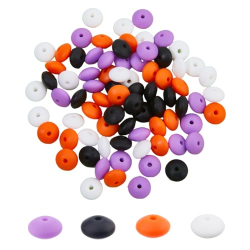 DICOSMETIC 80 Stück Halloween Abakus Perlen Silikon Linsenperlen Großpackung Weiß Schwarz Orange Lila Silikon Loseperlen Untertasse Lose Abstandsperlen Zur Schmuckherstellung DICOSMETIC 80 Stück Halloween Abakus Perlen Silikon Linsenperlen Großpackung Weiß Schwarz Orange Lila Silikon Loseperlen Untertasse Lose Abstandsperlen Zur Schmuckherstellung von DICOSMETIC