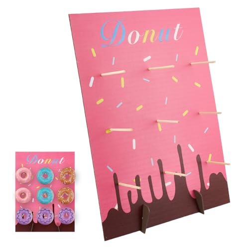 DICOSMETIC Donut Wand Display Ständer Donut Display Brett Mit 9 Stück Stick Wiederverwendbares Dessert Tischbrett Hot Pink Donut Halter Für Weihnachten Hochzeit Geburtstagsfeiern Tischdeko von DICOSMETIC