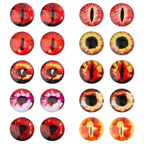 DICOSMETIC Glas-Cabochon-Augen, zum Aufkleben, für Ton, Puppenherstellung, Skulpturen, Requisiten, Handwerk, Schmuck, DIY-Zubehör, Feuerziegel, Rot, 50 Stück von DICOSMETIC