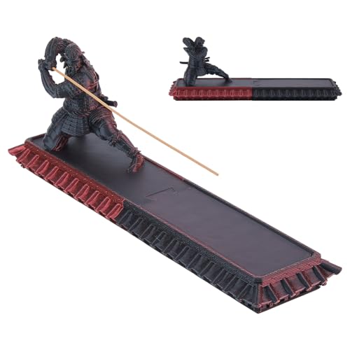 DICOSMETIC Räucherstäbchenhalter Samurai Räucherstäbchenbrenner Mittel Violett Rot Räucherstäbchenhalter Mit Aufbewahrungsbox Aschefänger Krieger Räucherstäbchenbrenner Für Yoga Raumdekoration von DICOSMETIC
