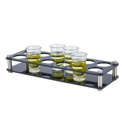 DICOSMETIC Schnapsglashalter 12 Löcher Schnapshalter Aus Schwarzem Acryl Schnapsglas Tablett 30x10.5cm Weinglas Becher Serviertablett Für Restaurant Club Bar Familienfeier, Bohrung: 8mm von DICOSMETIC